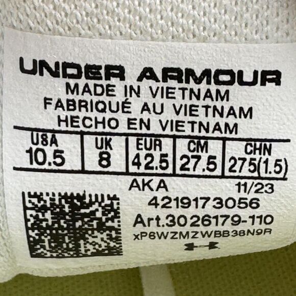 Under Armour Charged Running Shoes Womens Size 10.5 White Yellow Art 3026179-110 - Picture 9 of 9